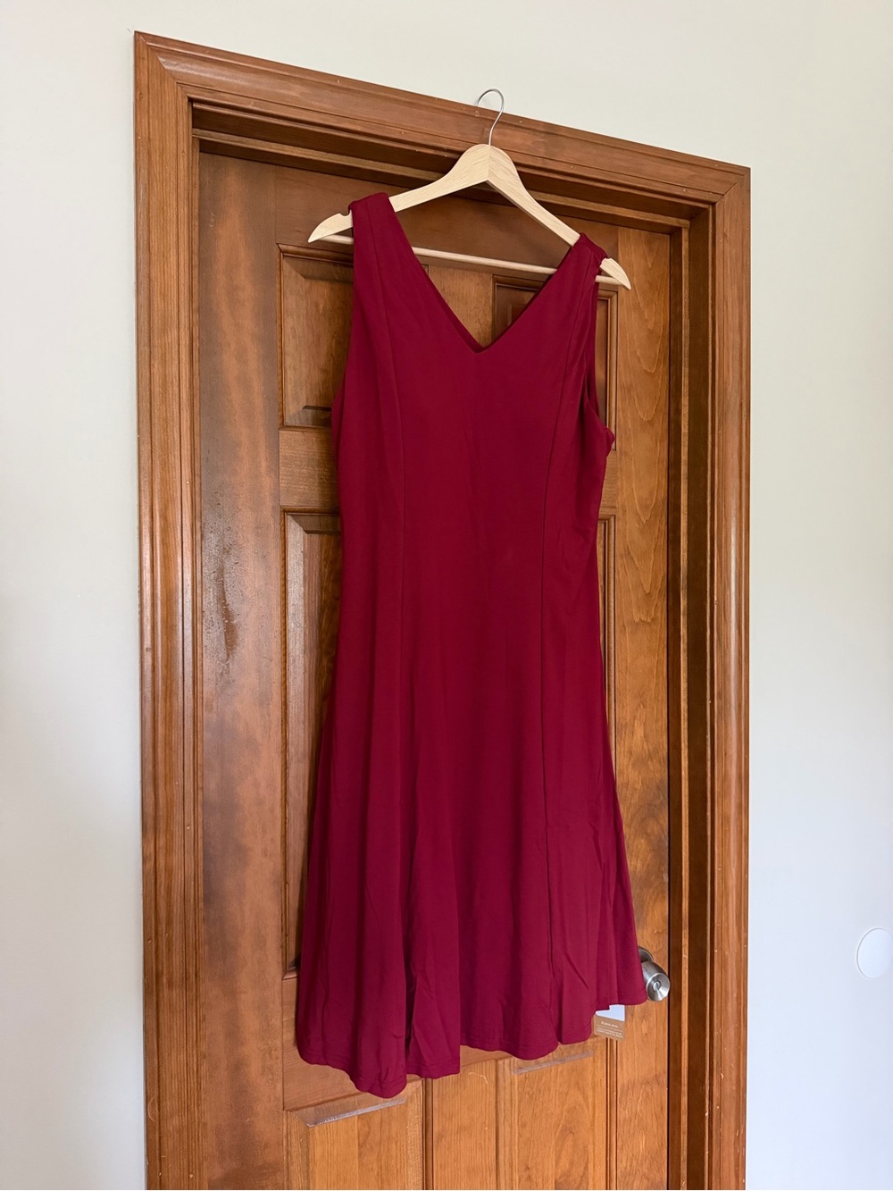 OGL Sleeveless V-Neck Midi Dress in Burgundy